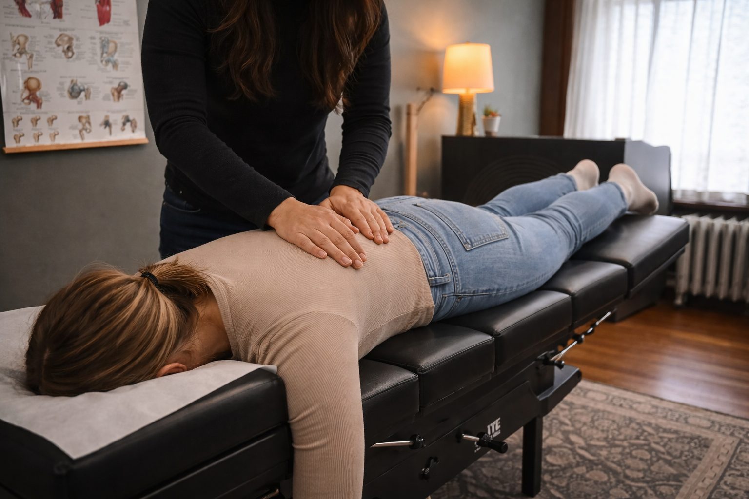 Dr. Isabelle Roy-Battista providing a chiropractic adjustment